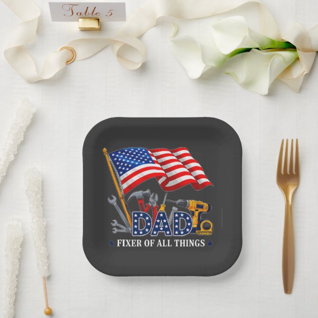 Fixer Of All Things Mechanic Dad Paper Plates (Wedding)