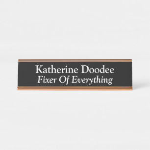 Fixer Of Everything Black Desk Name Plate