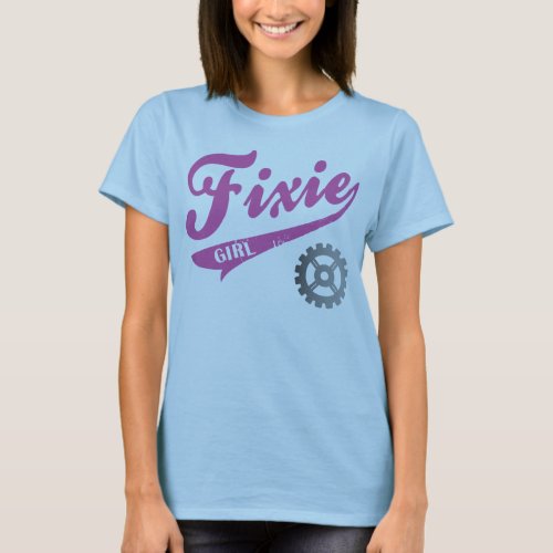 Fixie Girl Bike design Pinkgray T_Shirt