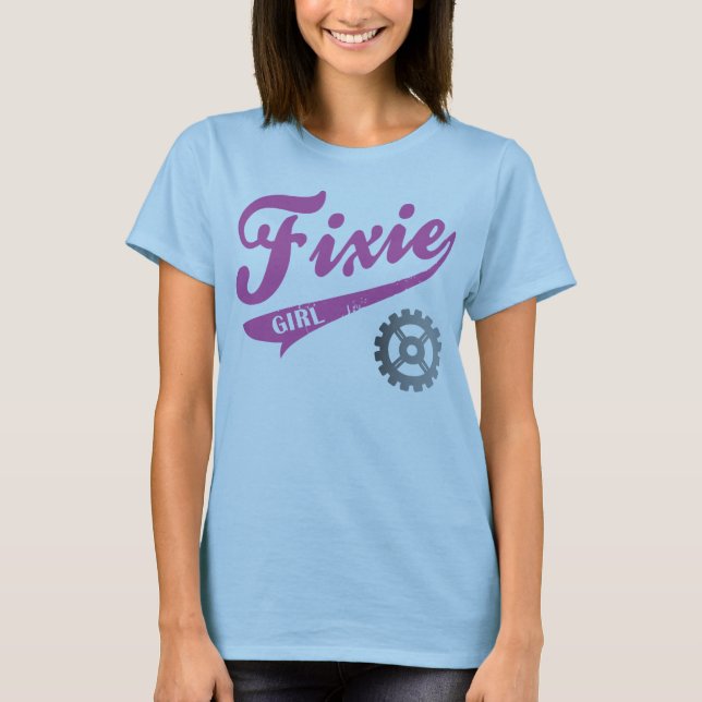 Fixie Girl, Bike design Pink/gray T-Shirt (Front)