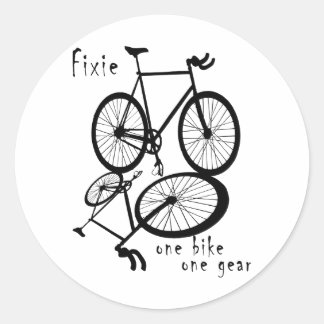 Fixie - one bike one gear classic round sticker
