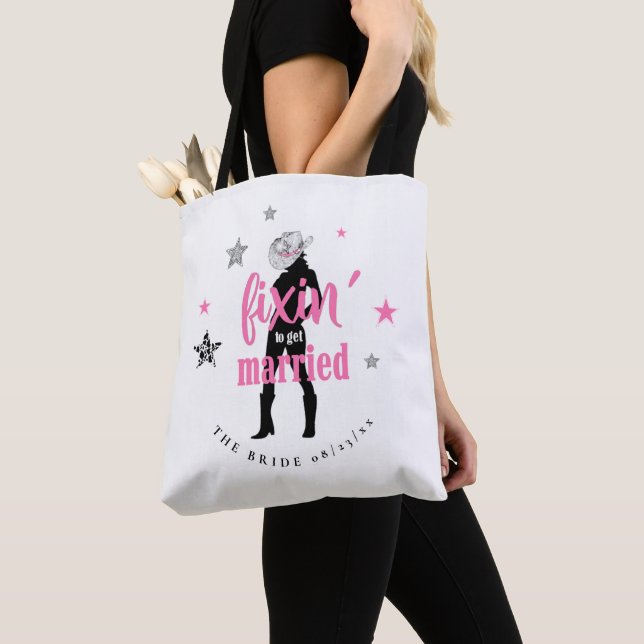 Fixin' The Bride Disco Bachelorette ID925 Tote Bag (Close Up)