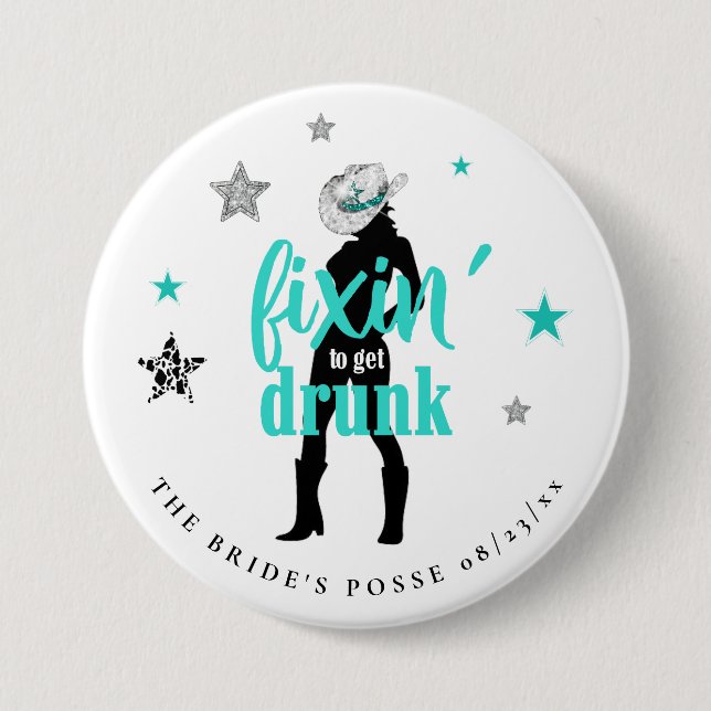 Fixin' The Bride's Posse Disco Teal ID925 Button (Front)