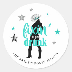 Fixin' The Posse Disco Bachelorette Teal ID925 Classic Round Sticker