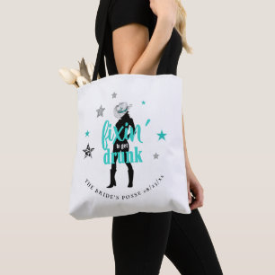 Fixin' The Posse Disco Bachelorette Teal ID925 Tote Bag