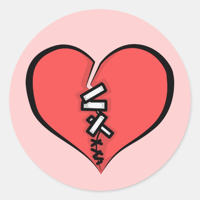 Fixing a broken heart round sticker