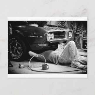 Fixing the muscle car! postcard