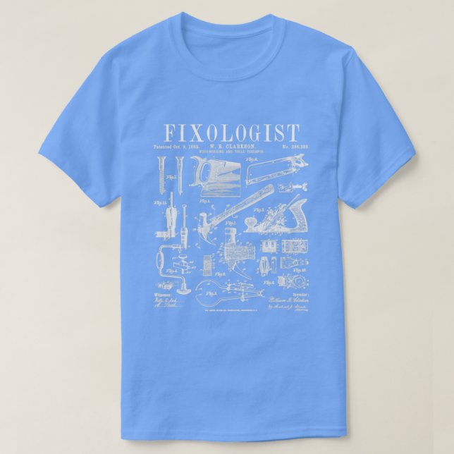 Fixologist Carpenter Carpentry Tools Vintage Paten T-Shirt (Design Front)
