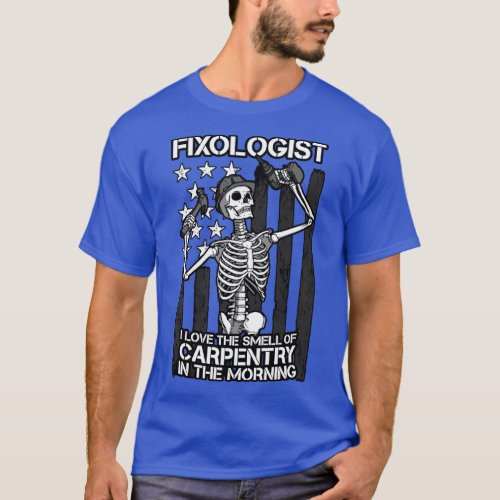 Fixologist Gothic Skeleton USA Flag Woodworking Ca T_Shirt