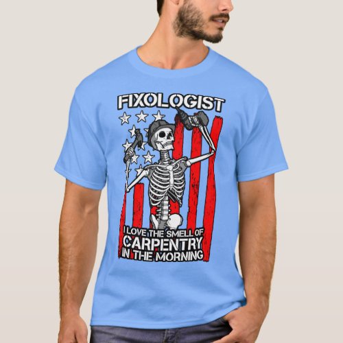 Fixologist Gothic Skeleton USA Flag Woodworking Ca T_Shirt