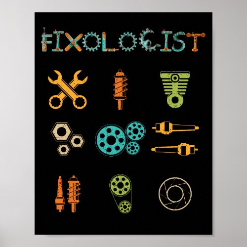 Fixologist Vintage Handyman Gift Mechanical Tool Poster