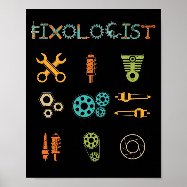 Fixologist Vintage Handyman Gift Mechanical Tool Poster (Front)