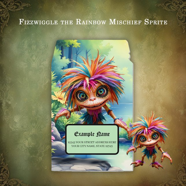 Fizzwiggle the Rainbow Mischief Sprite.  Envelope Mailers (Creator Uploaded)