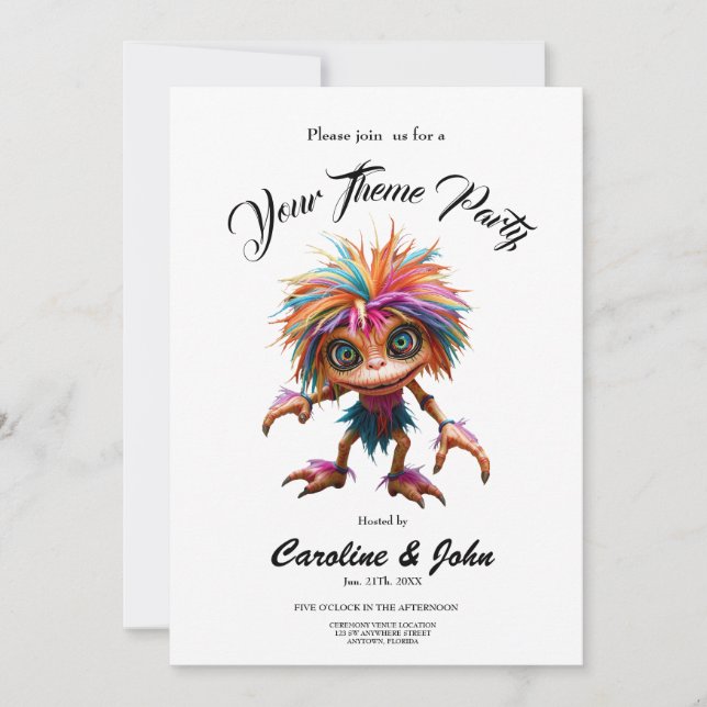 Fizzwiggle the Rainbow Mischief Sprite. Invitation (Front)