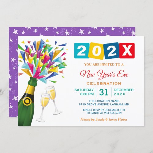 Fizzy Pop Cheers to New Years Eve Party Invitation