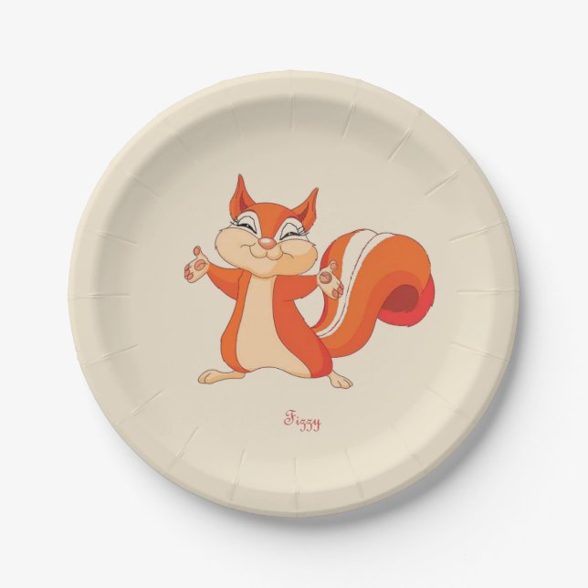 Fizzy the Playful Squirrel Paper Plates (Front)