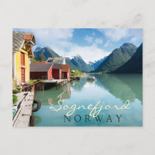 Fjaerlandsfjord fjord landscape in Norway Postcard