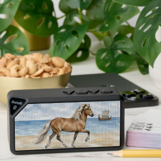 Fjara Icelandic Horse watercolor on the Beach Bluetooth Speaker
