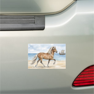 Fjara Icelandic Horse watercolor on the Beach Car Magnet