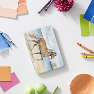 Fjara Icelandic Horse watercolor on the Beach iPad Mini Cover