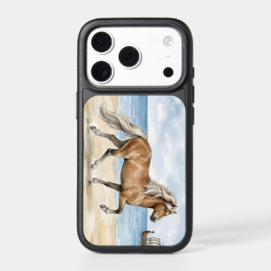 Fjara Icelandic Horse watercolor on the Beach iPhone 17 Pro Case