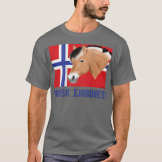 Fjord horse with Norwegian flag, a pony fan, cute  T-Shirt