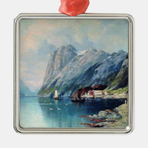 Fjord in Norway painting by Lev Lagorio Metal Ornament