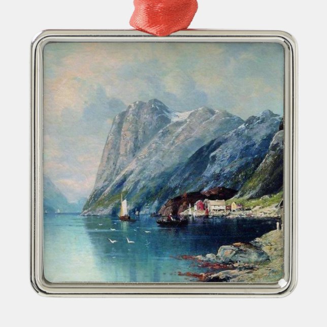 Fjord in Norway painting by Lev Lagorio Metal Ornament (Front)