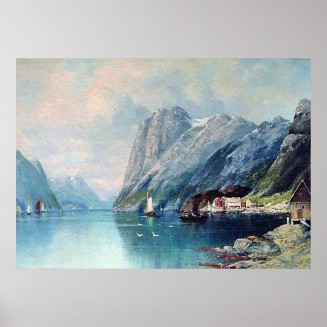 Fjord in Norway painting by Lev Lagorio Poster (Front)