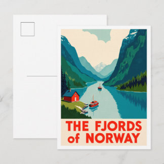 Fjords Norway Art vintage Travel Postcard