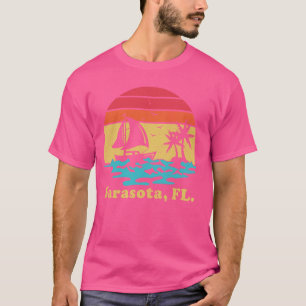 FL Sarasota Sailing Vintage Palm Tree Sailboat Sum T-Shirt
