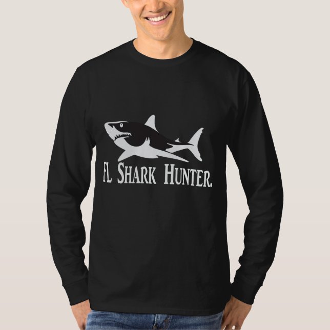 Fl shark hunter Xl shirt black and white (Front)