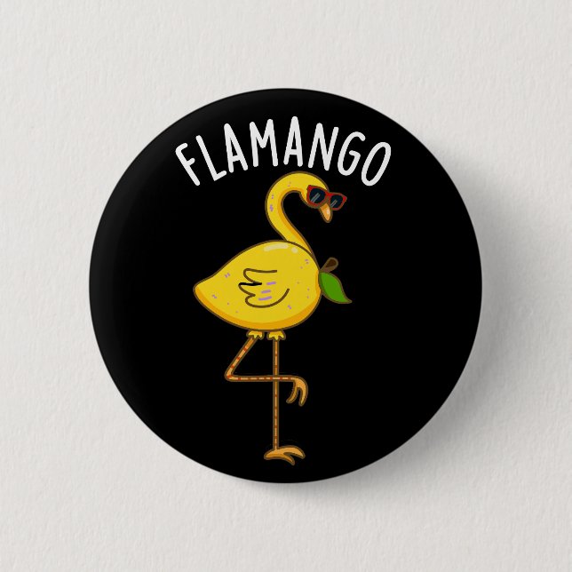 Fla-mango Funny Flamingo Pun Dark BG Button (Front)
