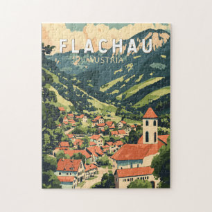Flachau Austria Illustration Travel Art Vintage Jigsaw Puzzle