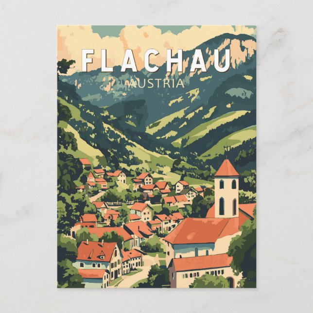 Flachau Austria Illustration Travel Art Vintage Postcard (Front)