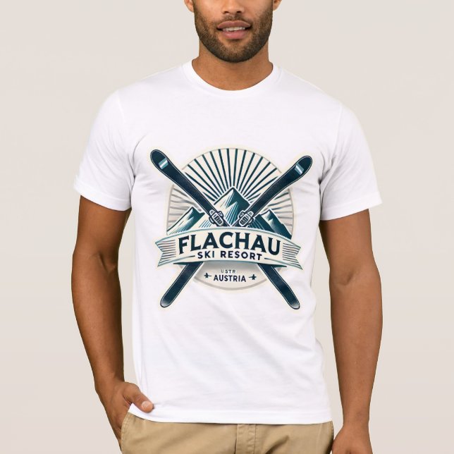Flachau Austria Ski Resort Retro Design T-Shirt (Front)
