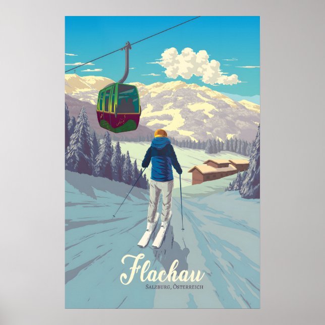 Flachau Ski Resort Travel Poster (Front)