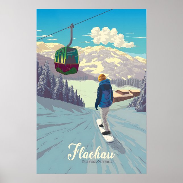 Flachau Snowboarding Travel Poster (Front)