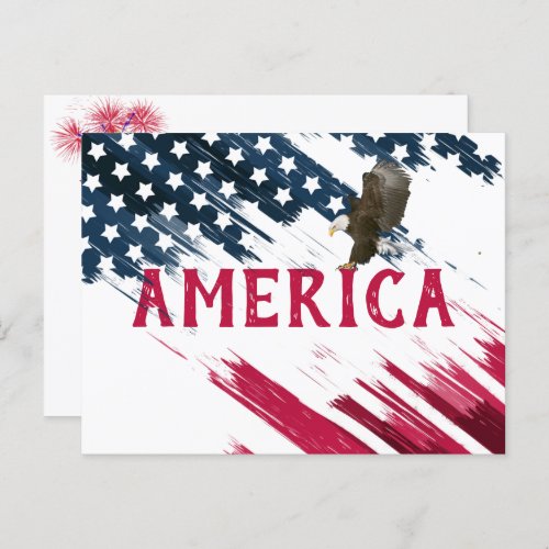 Flag 4th of July BBQ Party Invitation Postcard