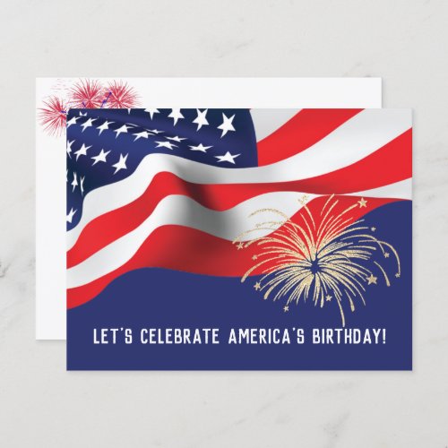 Flag 4th of July BBQ Party Invitation Postcard