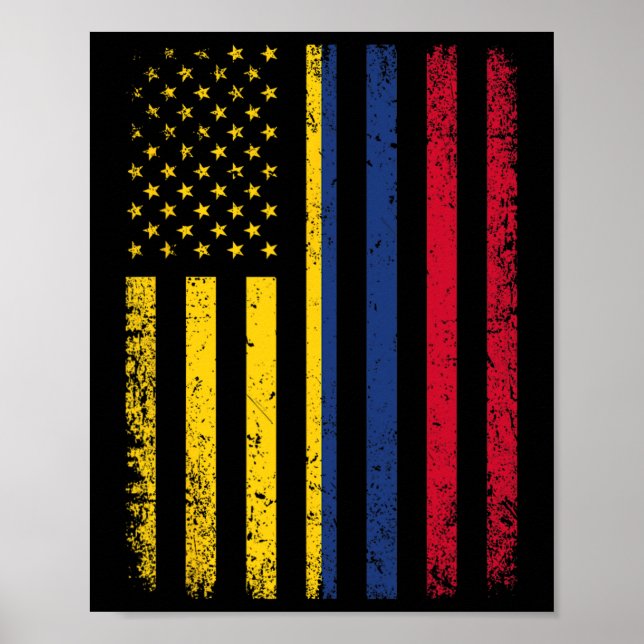 Flag 4th Of July Usa Colombian Flag  Poster (Front)