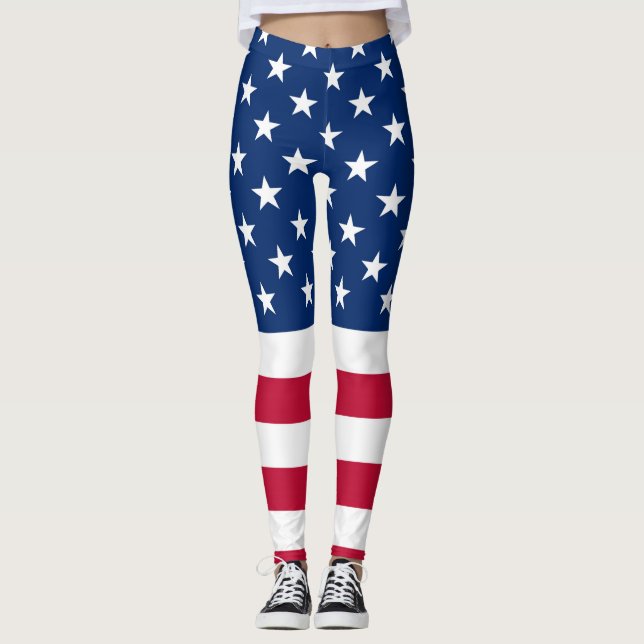 Flag America American country travel Leggings (Front)