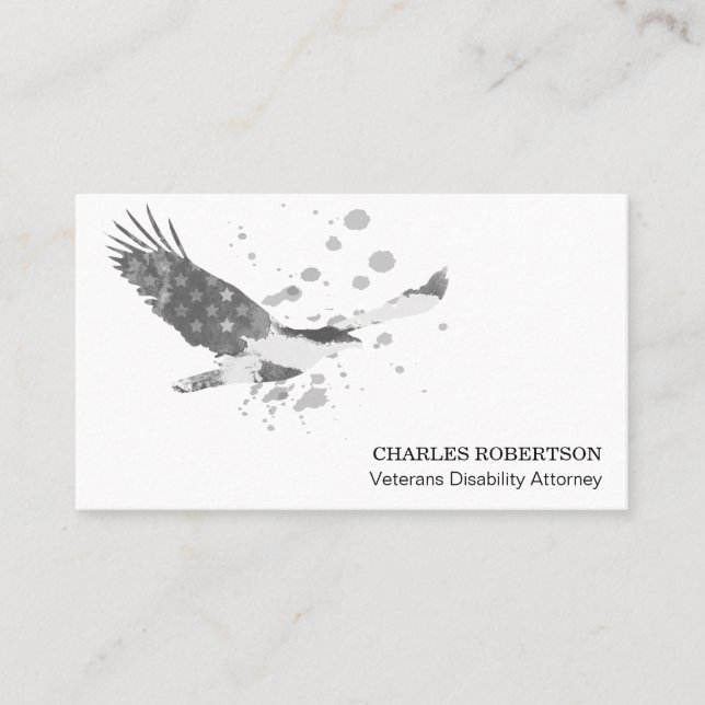 **  Flag  American Eagle Black White Simple USA Business Card (Front)