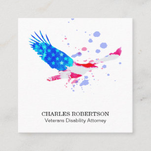 **  Flag  American Eagle USA Red White  Blue Square Business Card