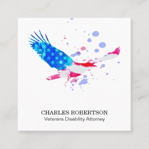   Flag  American Eagle USA Red White  Blue Square Business Card