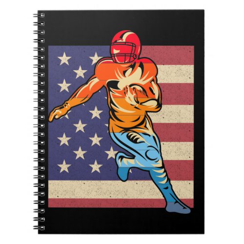Flag American Football Retro Ball Sports Lover Notebook