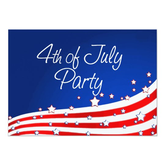 Flag and Background 4th of July Party Card