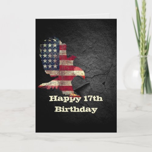 Flag and Bald Eagle for 17th Birthday Card