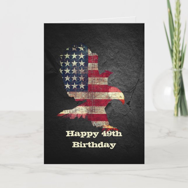 Flag and Bald Eagle for 49th Birthday  Card (Front)