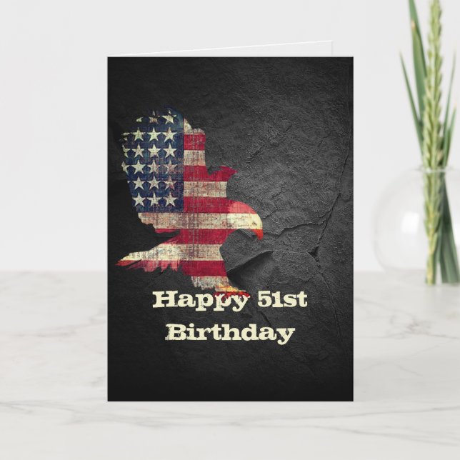 Flag and Bald Eagle for 51st Birthday Card (Front)